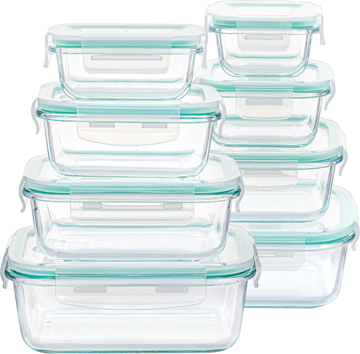 Vtopmart 8 Pack Glass Food Storage Containers with Airtight Lids | Meal Prep Lunch Containers, Leakproof, Leftover Storage, Take-out, Microwave, Oven, Freezer and Dishwasher Safe, BPA Free Airtight Glass Meal Prep Containers with Locking Lids - 8 Pack