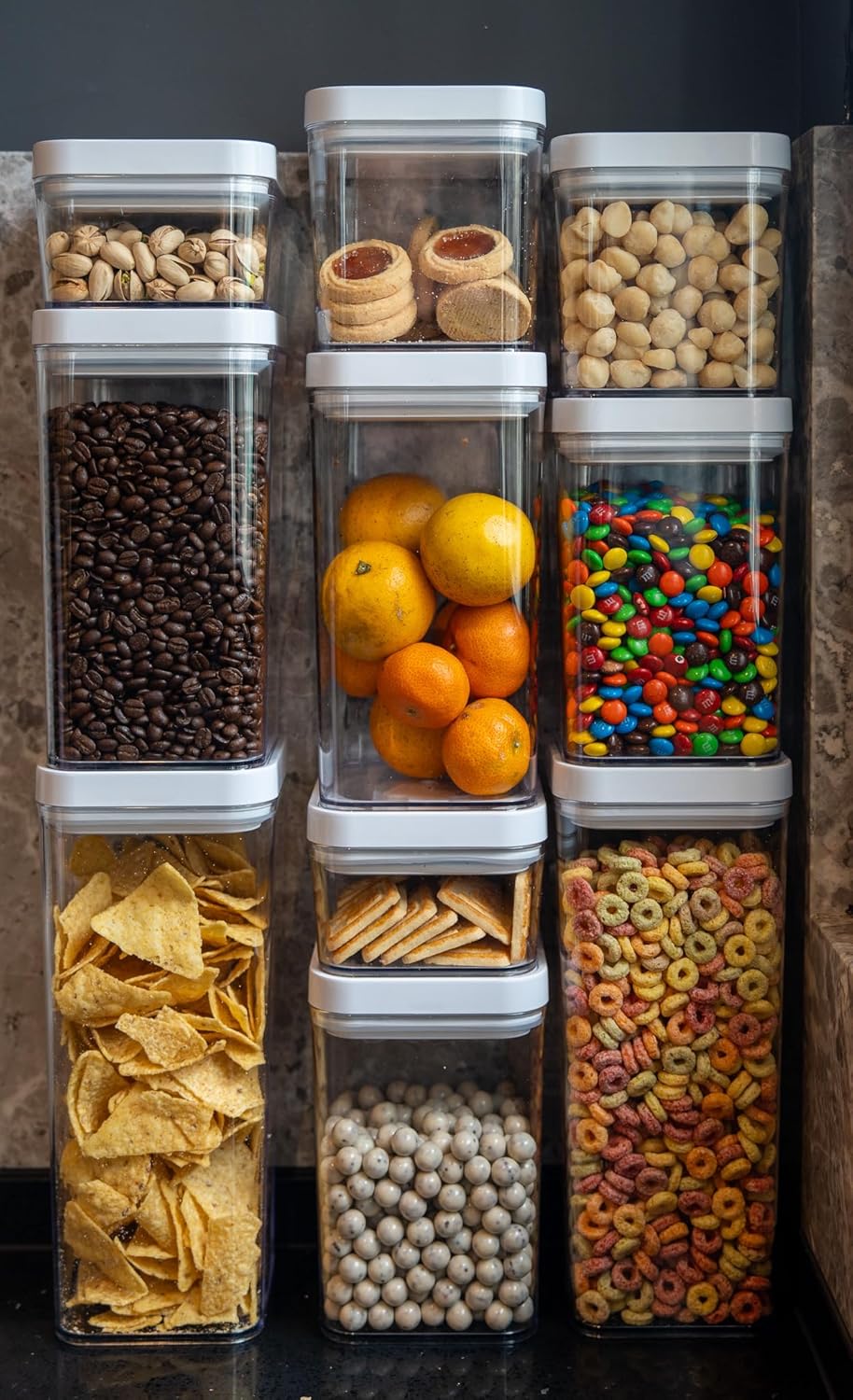 Airtight Pantry Containers with Twist-Lock Lids - 10 Piece Square Set, Clear