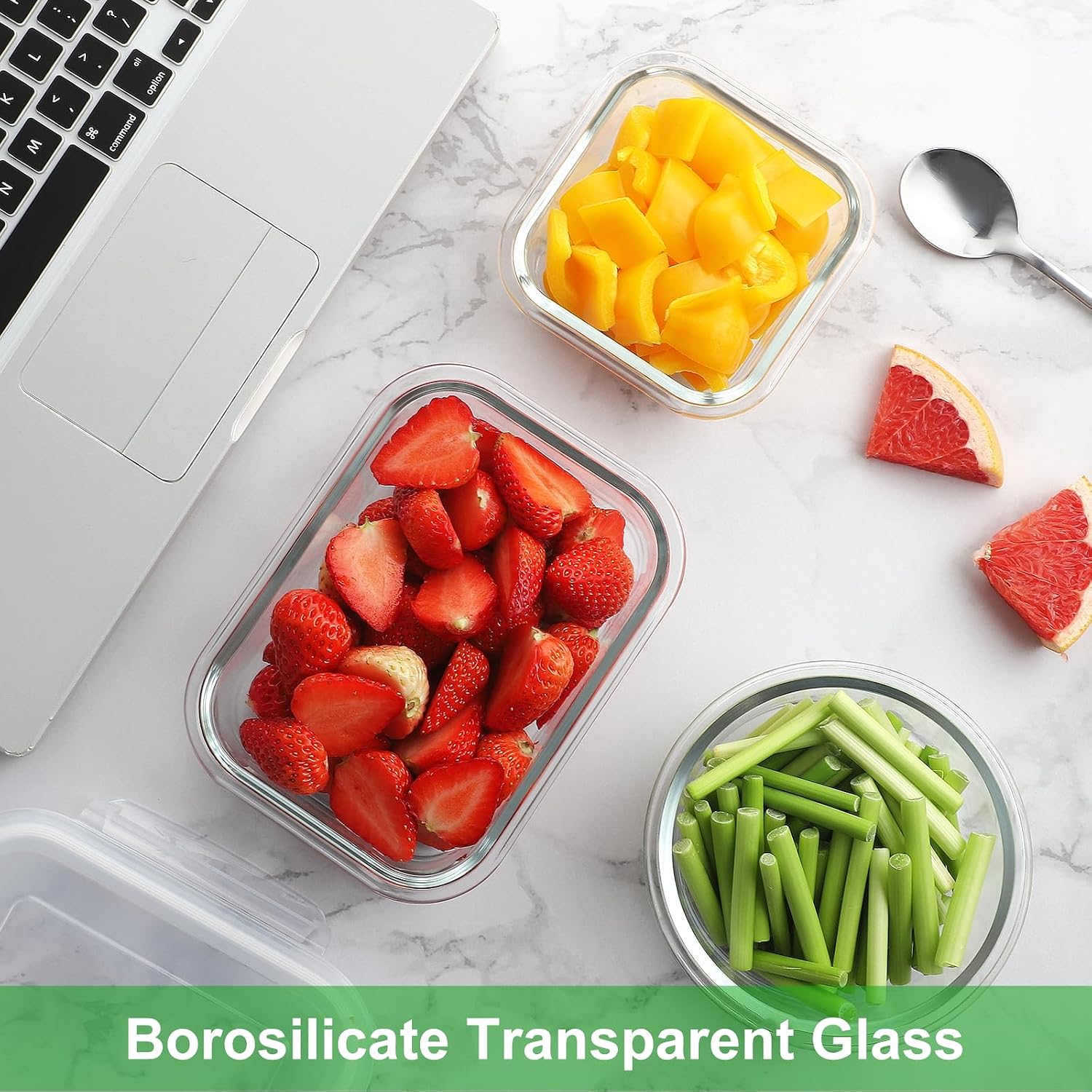Glass Storage Containers in Three Shapes - 18 Pieces, 9 Containers and 9 Lids